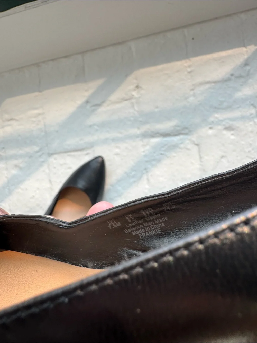 Franco Sarto ‘Frankie’ Black Leather Pointed-Toe Wedge Pumps